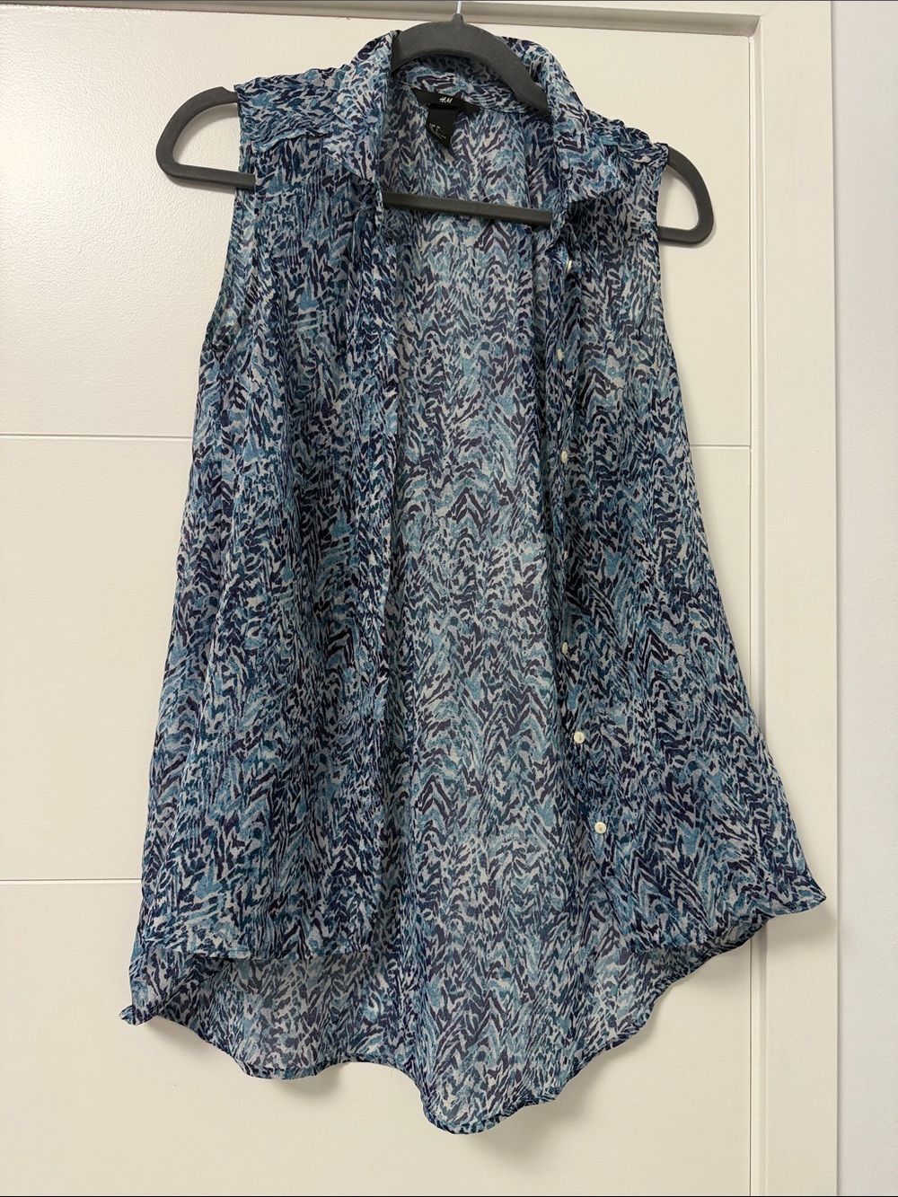 H&M Blue Multi-Print High-Low Skirt
